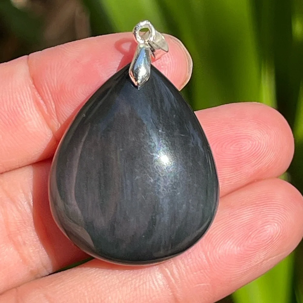 925 silver plated rainbow obsidian pendant‎